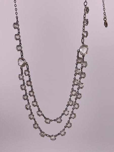 sterling silver 16 1/4" Art Deco style rhinestone necklace