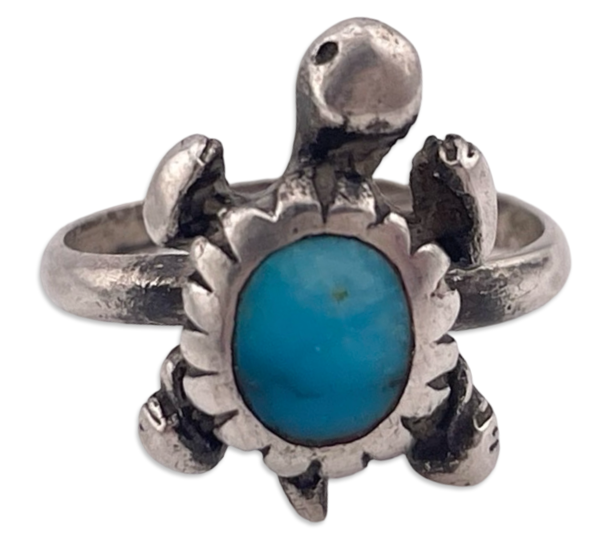 size 6 sterling silver turquoise turtle ring
