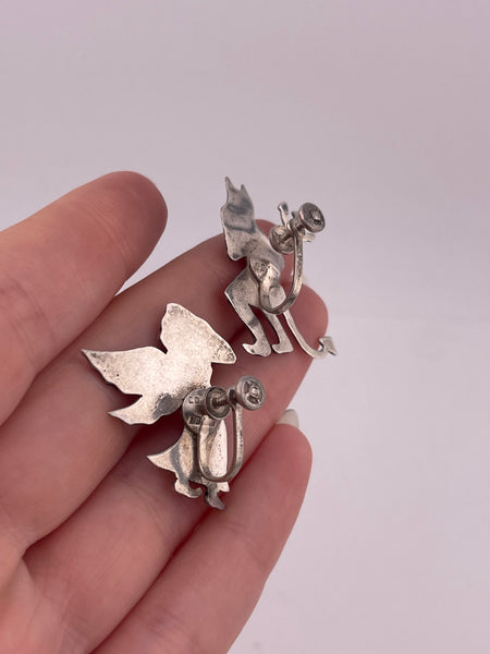 sterling silver devil & angel on your shoulder Mexican screw-back earrings