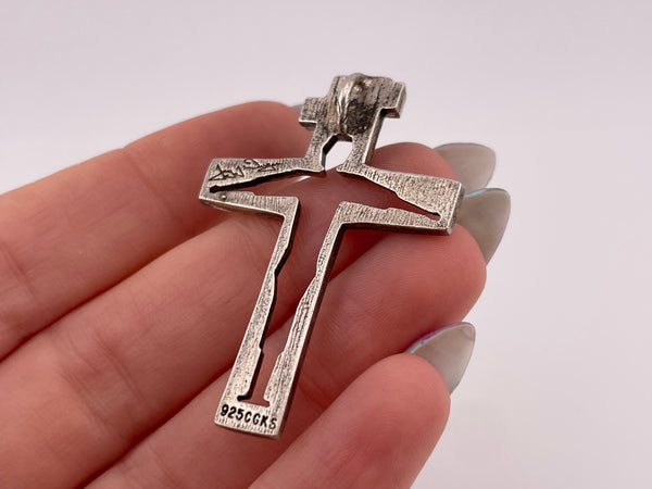 sterling silver religious 'He Is Risen' cut out pendant