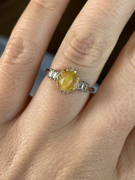 size 6.25 sterling silver synthetic opal rhinestone ring ***AS IS***