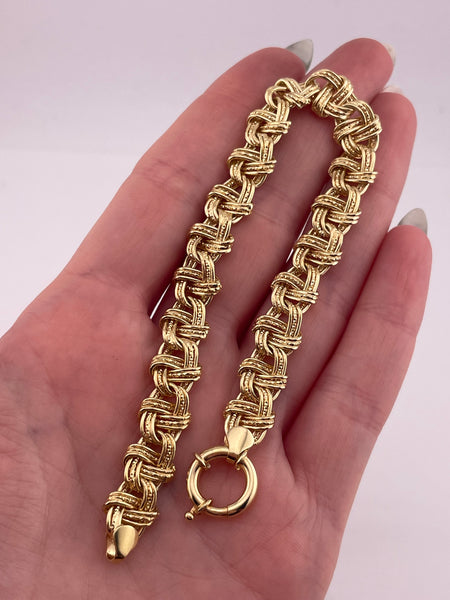 sterling silver 7-1/2" gold wash woven style bracelet