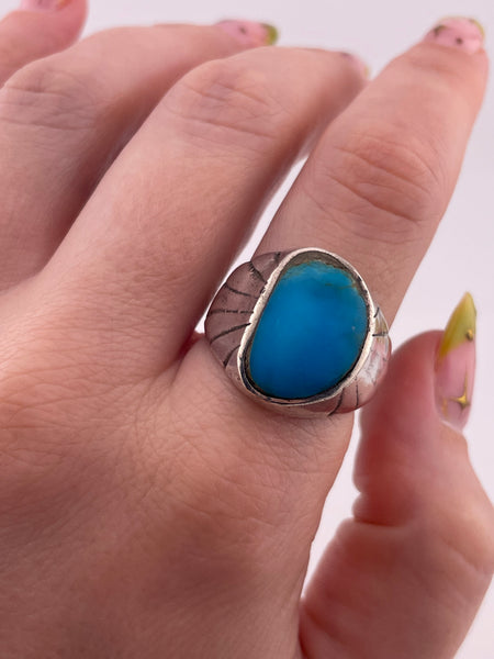 size 9 sterling silver turquoise ring