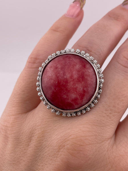 size 6.5 sterling silver chunky rhodochrosite ring