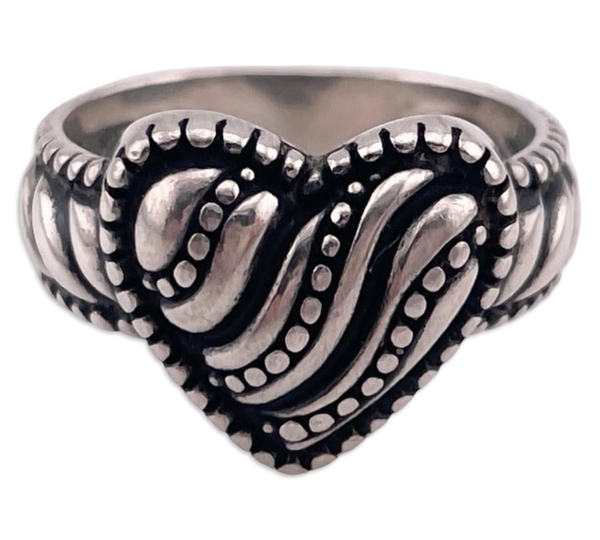 size 7.25 sterling silver Carolyn Pollack Relios stoneless heart ring
