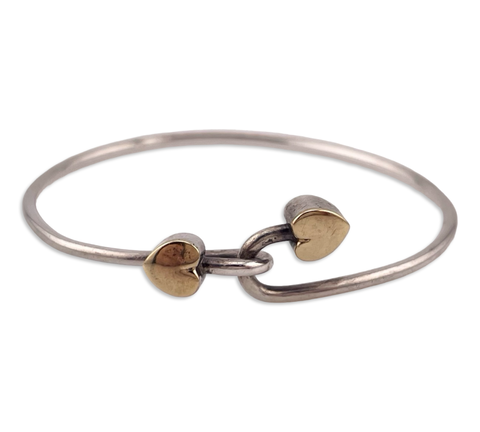 sterling silver & 18k gold Tiffany & Co heart bangle bracelet