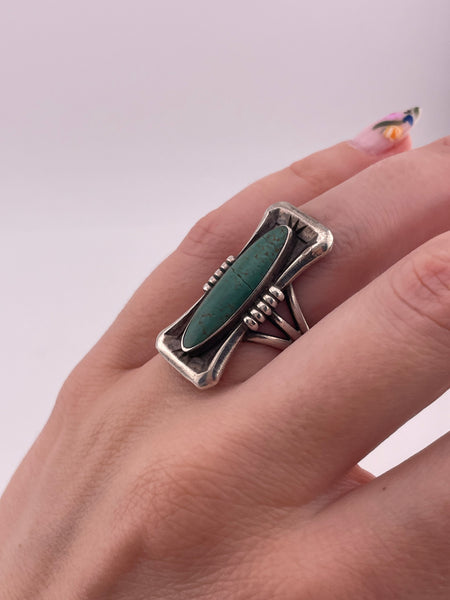 size 6.5 sterling silver turquoise ring ***Cracked Stone***