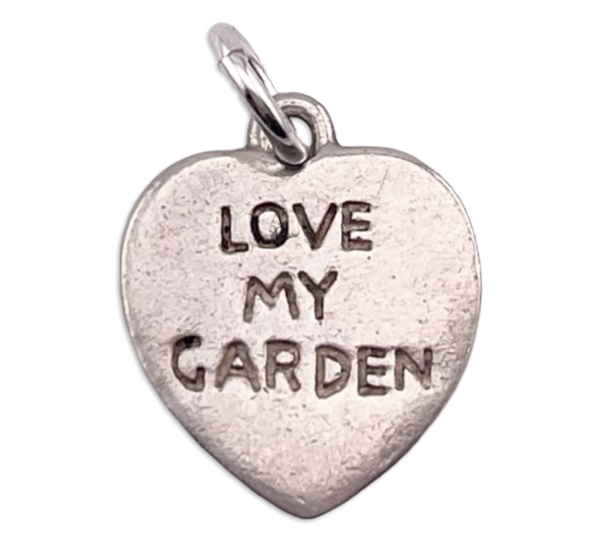 sterling silver small "Love My Garden" heart pendant ***engraved on backside***