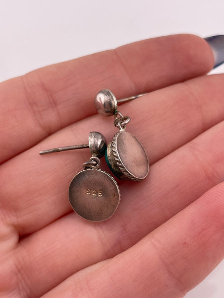 sterling silver chrysocolla post dangle earrings