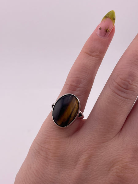 size 5.75 sterling silver tigers eye ring
