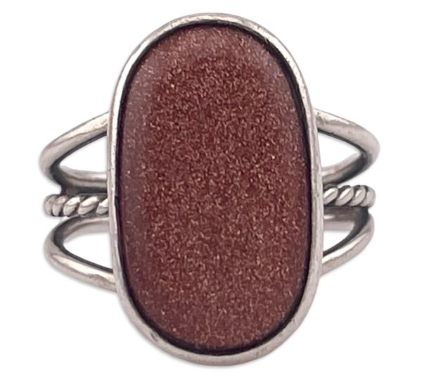 size 6.25 sterling silver goldstone ring