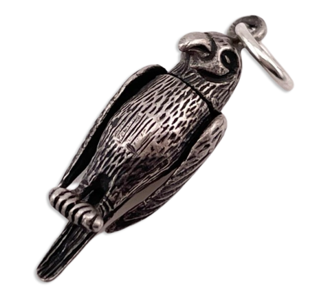 sterling silver 3D bird w/ moving wings & head pendant