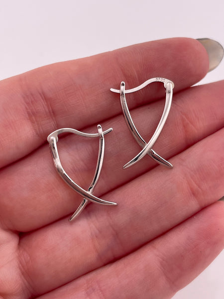 sterling silver stoneless criss-cross earrings **AS IS**