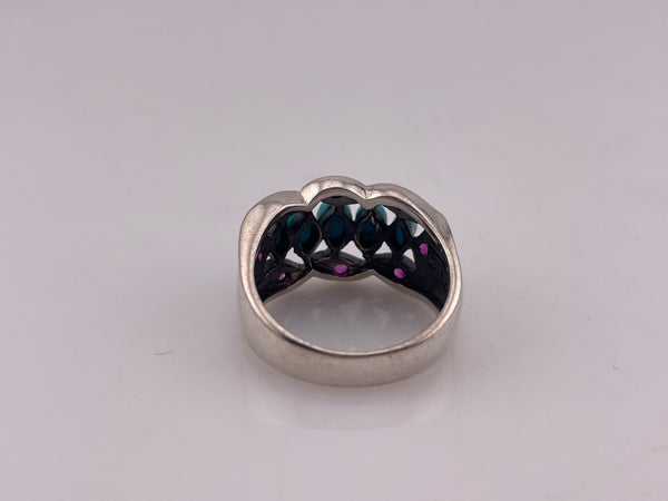 size 8.75 sterling silver stabilized turquoise lab ruby ring