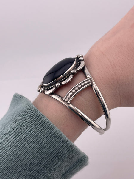 sterling silver large onyx cuff bracelet