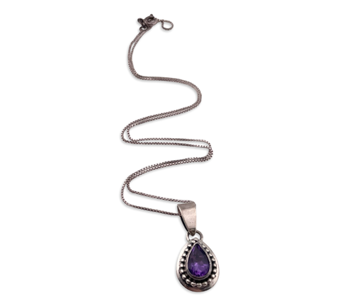 sterling silver 18" faceted amethyst necklace