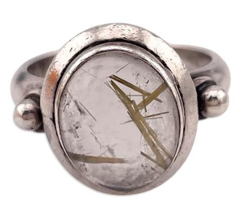 size 6.75 sterling silver rutilated quartz ring