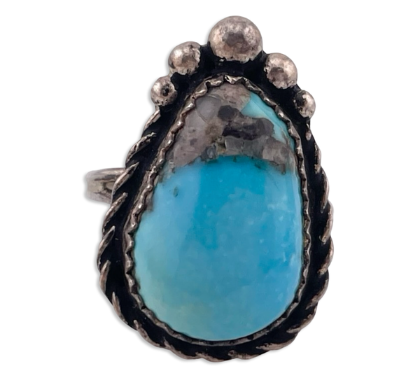 size 4 sterling silver turquoise ring