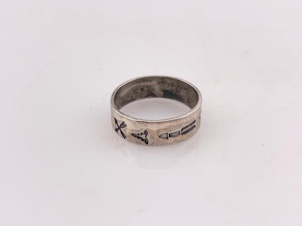 size 6 sterling silver rhodium plated Bell Trading Post stamped band ring