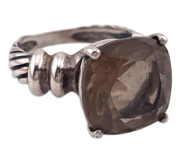 size 5.25 sterling silver faceted smoky quartz ring
