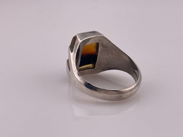 size 13.5 sterling silver Montana agate rectangle ring