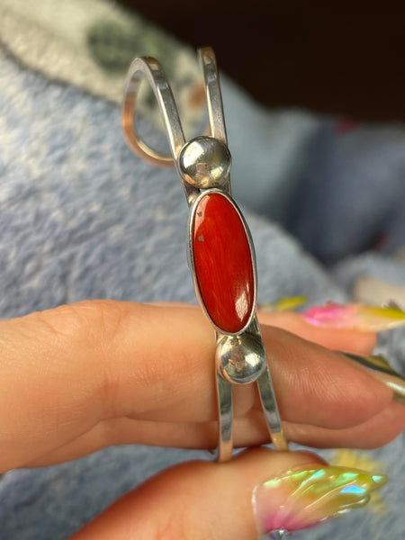 sterling silver coral cuff bracelet