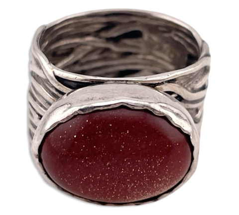 size 6.5 sterling silver Silpada wide band goldstone ring