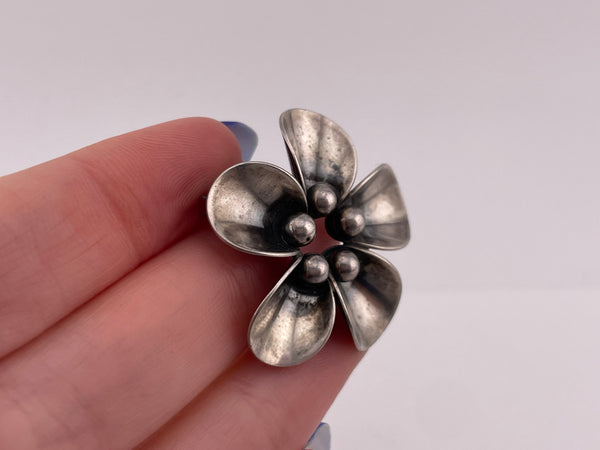 sterling silver N.E. From modernist artisan flower brooch