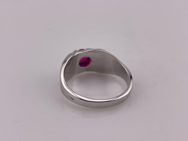 size 12.75 sterling silver faceted lab ruby ring