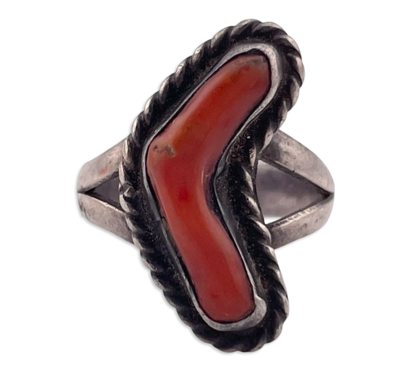 size 6.25 sterling silver coral ring