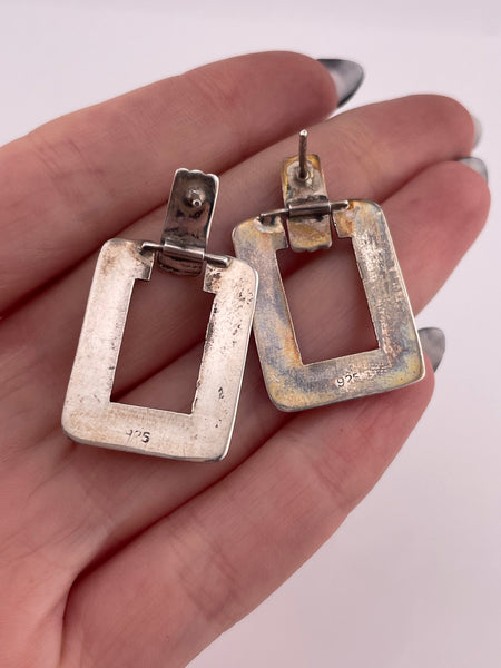 sterling silver rectangle door-knocker post earrings