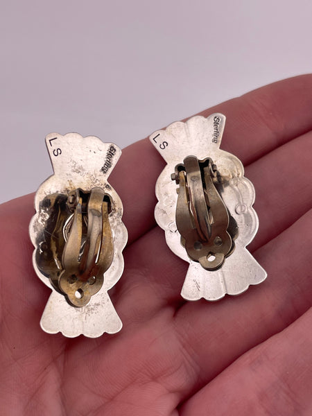sterling silver Navajo Larry Sandoval concho clip on earrings