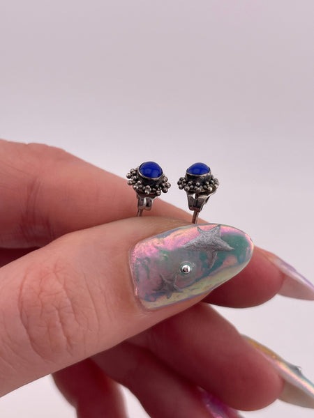 sterling silver lapis post stud earrings