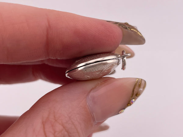 sterling silver etched round locket pendant