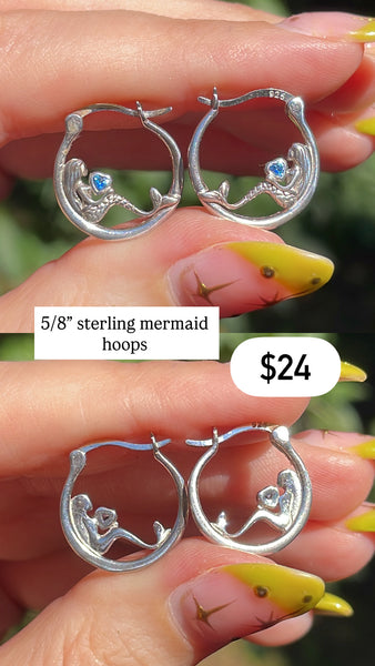 RESERVED PRIVATE LISTING -- sterling silver mermaid hoop earrings B3
