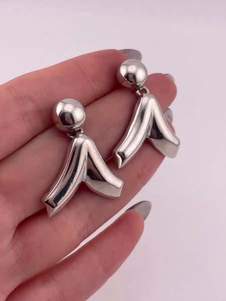 sterling silver Mexican stoneless post dangle earrings