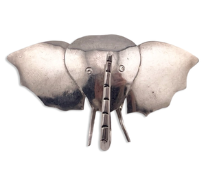 sterling silver elephant head trunk up brooch pin