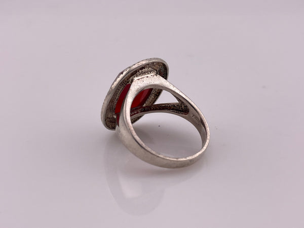 size 10 sterling silver faceted carnelian ring