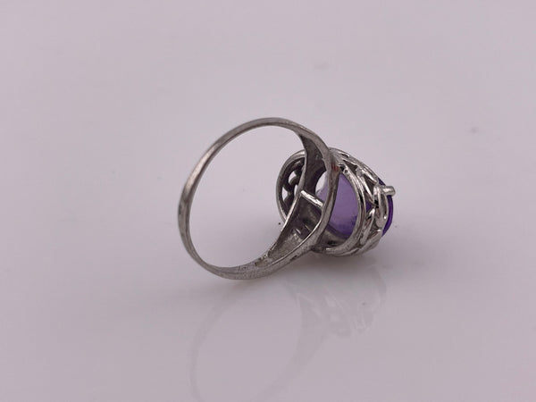 size 8.25 sterling silver faceted amethyst ring ***AS IS***
