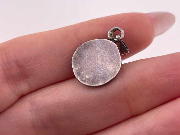 sterling silver round coral pendant