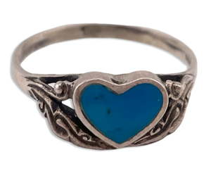 size 8 sterling silver synthetic turquoise heart ring