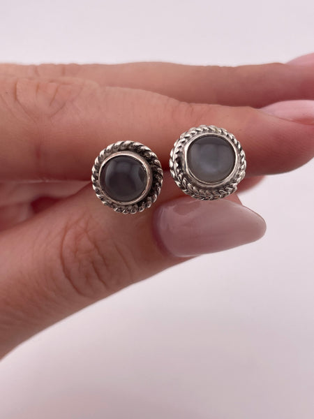 sterling silver moonstone post earrings