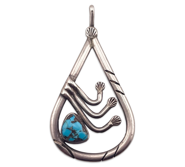 sterling silver 3-1/4" turquoise pendant