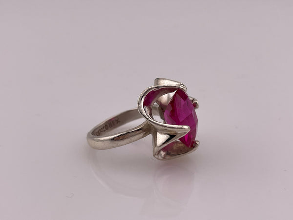 size 6.5 sterling silver Mexican faceted lab ruby ring