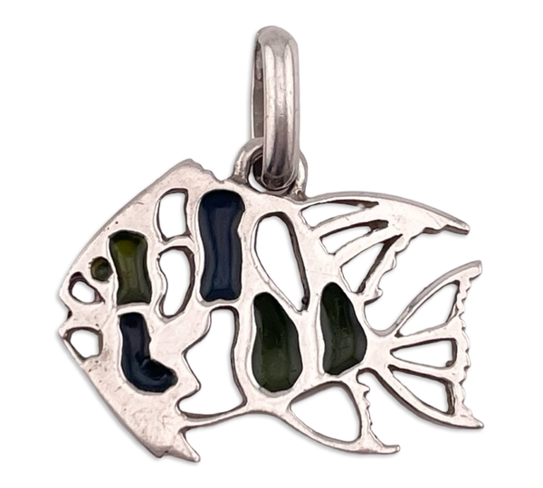 sterling silver resin fish pendant