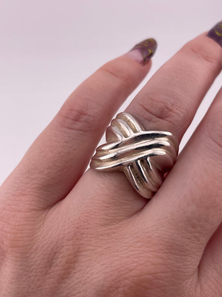 size 6 sterling silver Mexican chunky stoneless textured ring