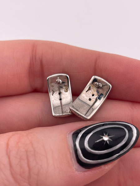 sterling silver curved rhinestone post earrings