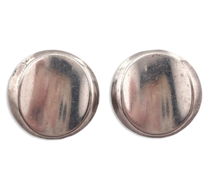 sterling silver Hans Hansen Denmark modernist stoneless concave clip on earrings