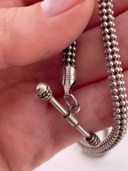 sterling silver 18 3/4" ball tube chain toggle clasp necklace