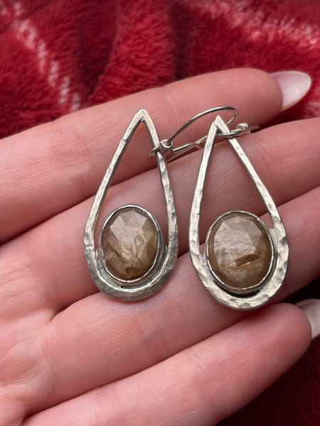 sterling silver faceted quartz dangle earrings